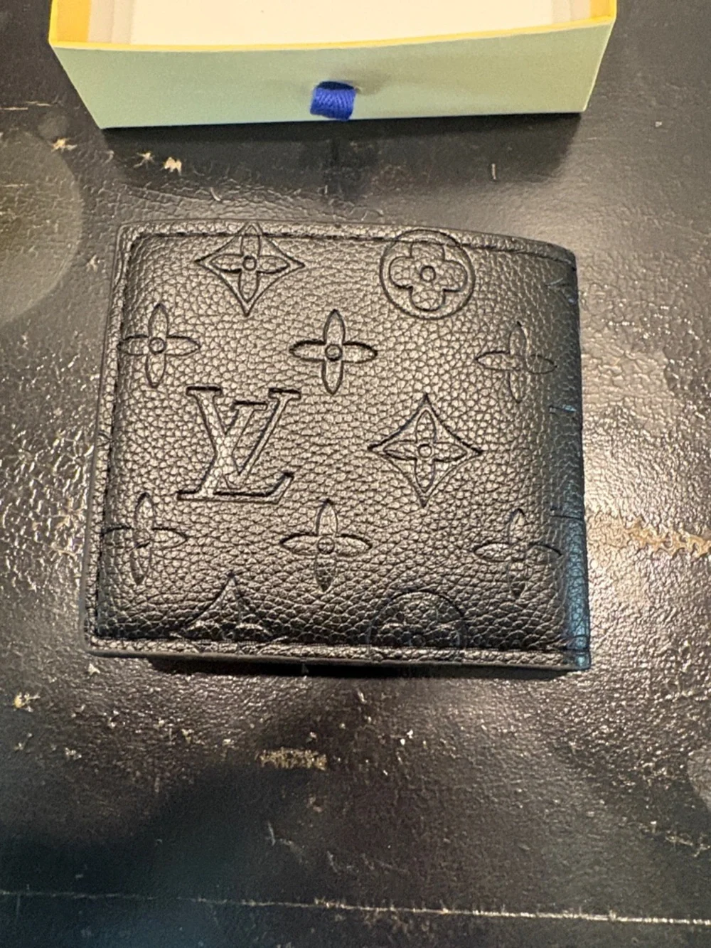 Fashion Black embossed with letters Leather Wallet
